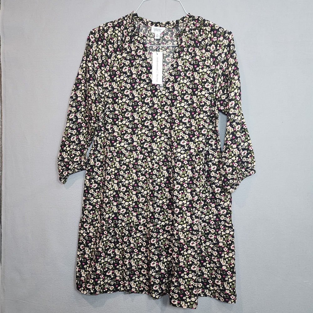 The Drop Caralyn Mirand Dress Black Floral Tiered Women's Sz‎ M - NWT - Picture 2 of 9